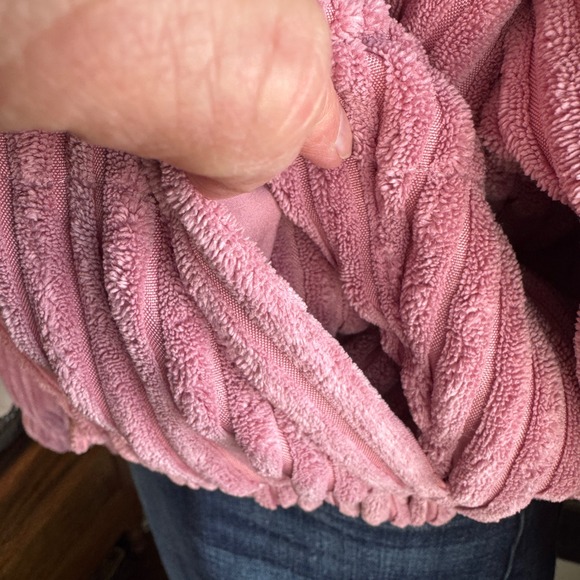 Le Lis Pink Corduroy Ribbed Cropped Jacket Womens Large Zip Snap - Picture 9 of 16